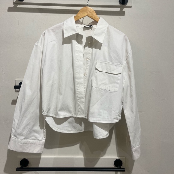 Anine Bing White Crop Button Down Top - Picture 1 of 2